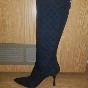 Black monogram Gucci boots